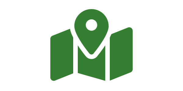 Green folded map icon with pin detail