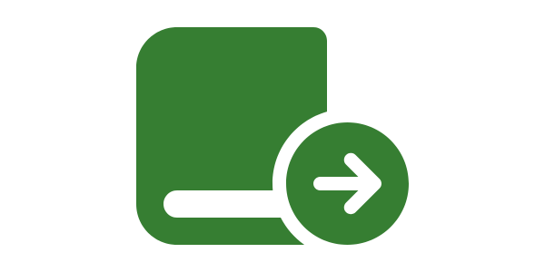 Green book icon with return arrow in circle