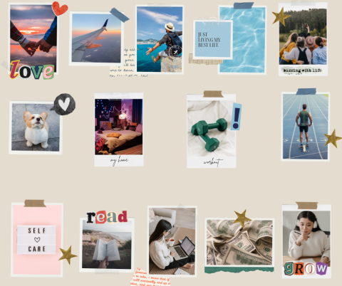 image of a vision board with multiple random photos