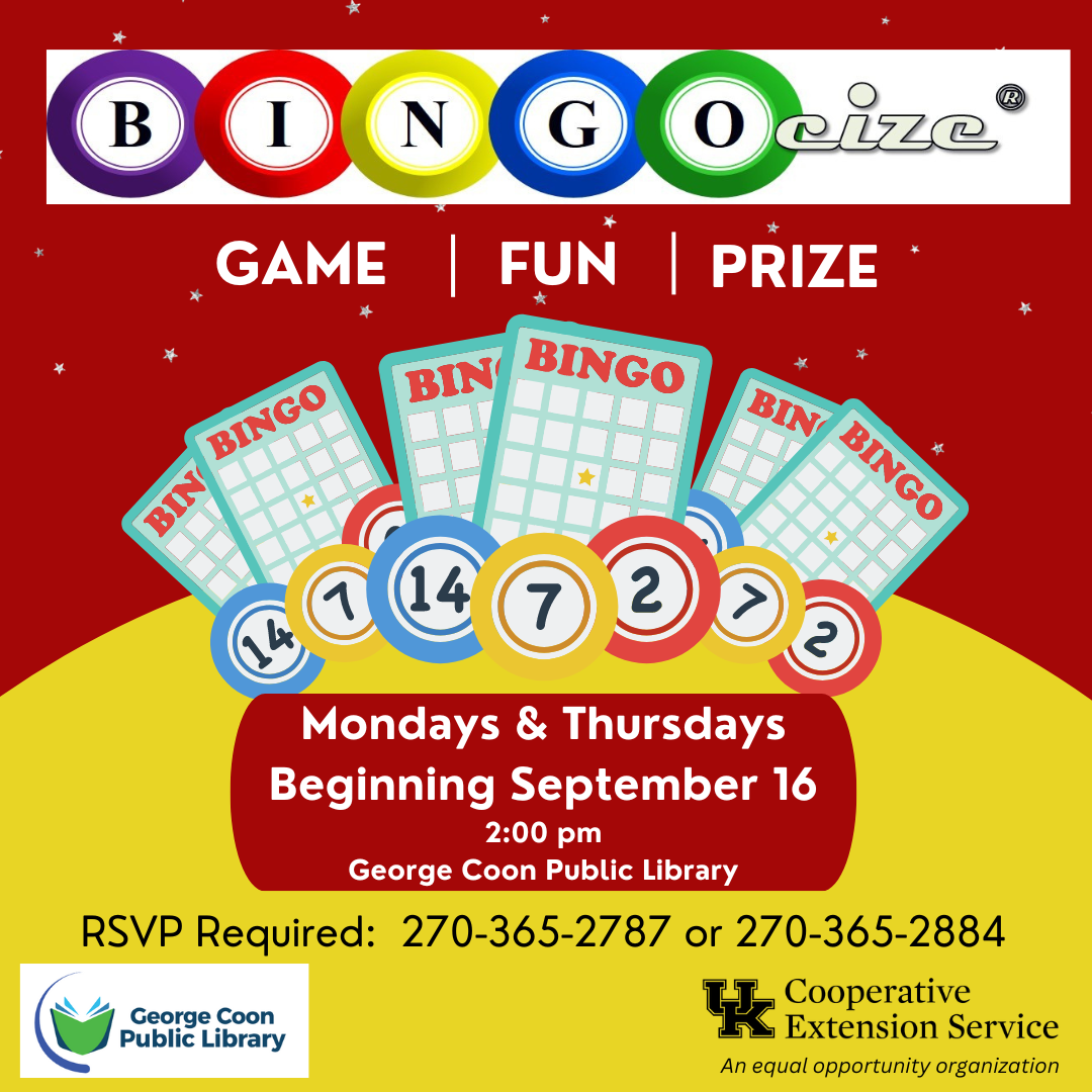 image of bingo cards with the name of the program bingo size